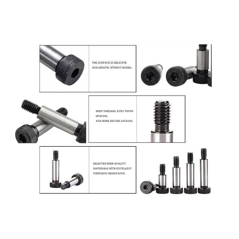 SCXCLY 10pcs Alloy Steel Shoulder Bolt, Ф5/16'' × 1-1/2'' (1/4-20) Hex Socket Shoulder Bolt, Alloy Steel, Oxidation Blackening (Black) - Image 3